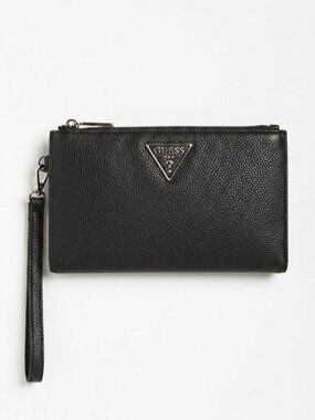 GUESS Black Leather Wristlet Wallet